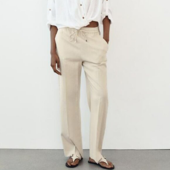 Linen Blend Straight Pants by Zara - Picture 2 of 9